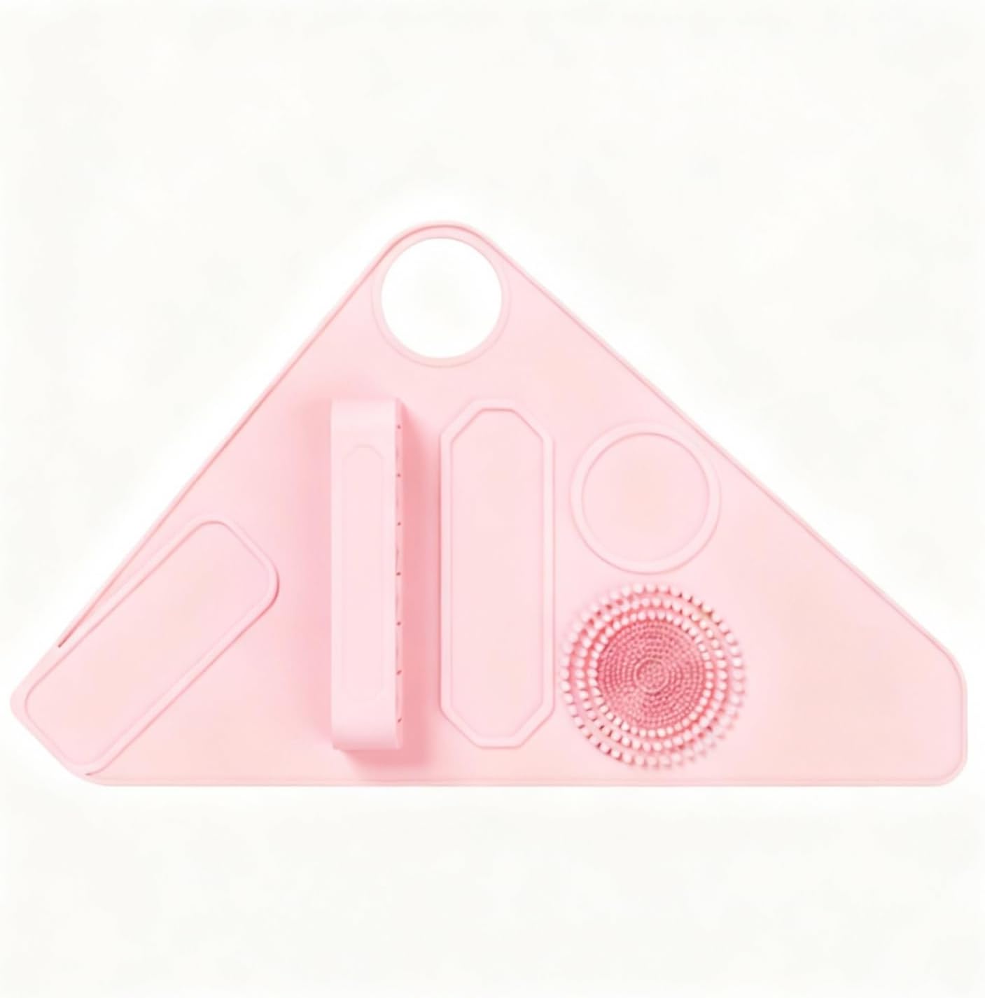 Silicone Makeup Assistant Wristband, Professional Portable Beauty Tool with Brush Holder, Color Mixing Palette & Cleaning Zone, Adjustable Hand Strap for Artists Daily Use Pink