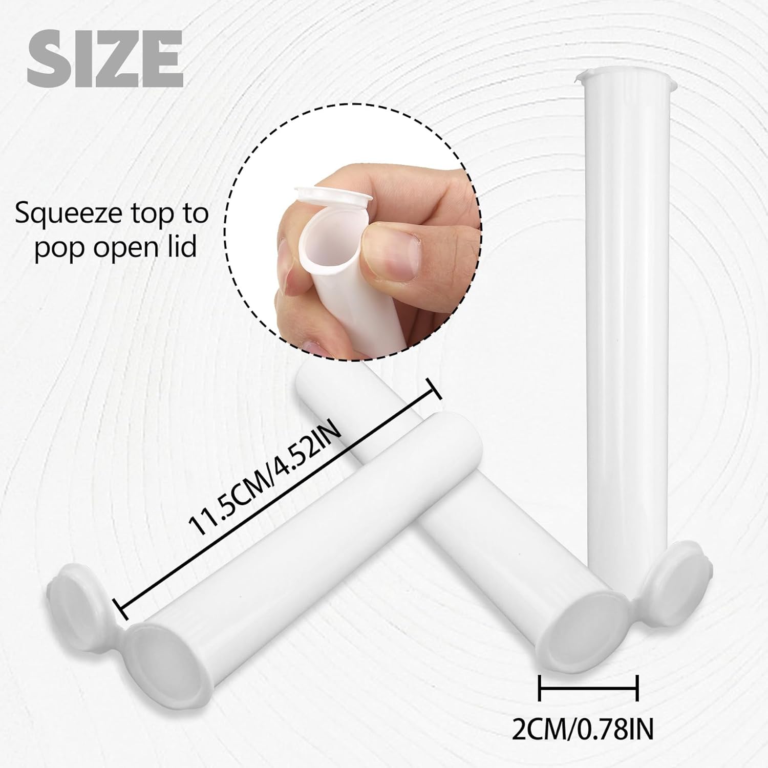 116mm 6pcs Waterproof Cigarette Storage Tubes Squeeze Bottles with Caps Airtight Sealing Plastic Container Protect Pre-Roll Cigarettes Cigarillos White