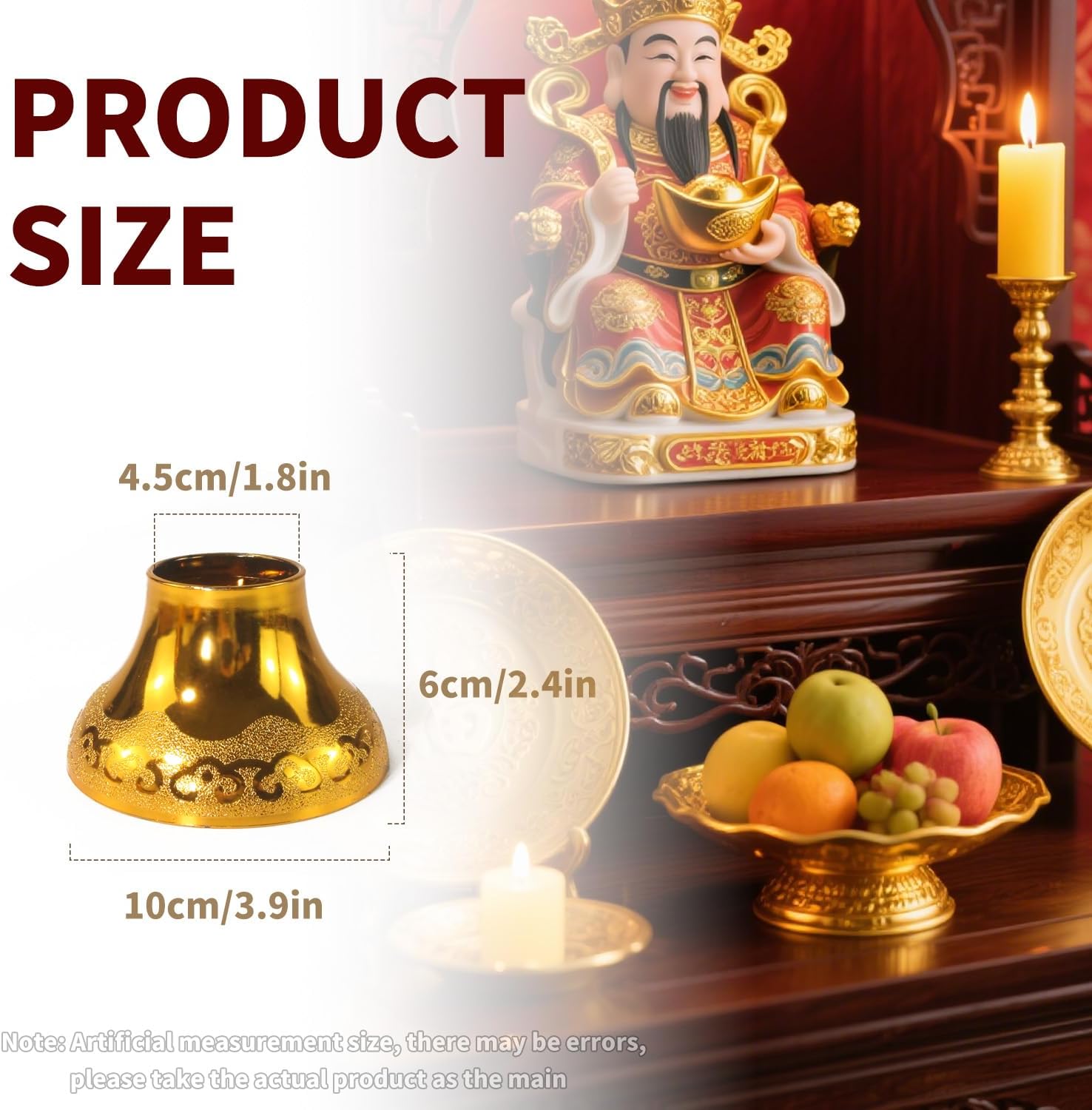 Buddhist Offering Plate Tray base with Golden Lotus Design - Serving for Fruit Offering, Home Dining,Temple Rituals 2-Pack Base 2PCS Base