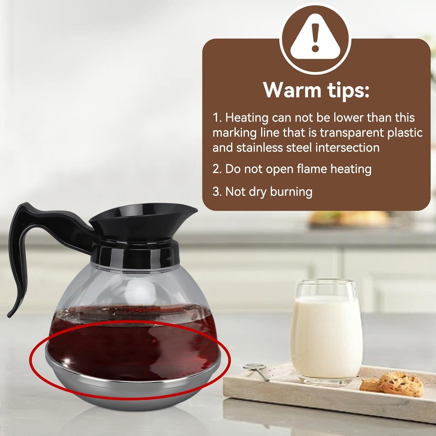 Coffee Decanter Pot, 1.2QT Universal Pot Commercial Maker Replacement with Black Handle for Machine Stove Reusable