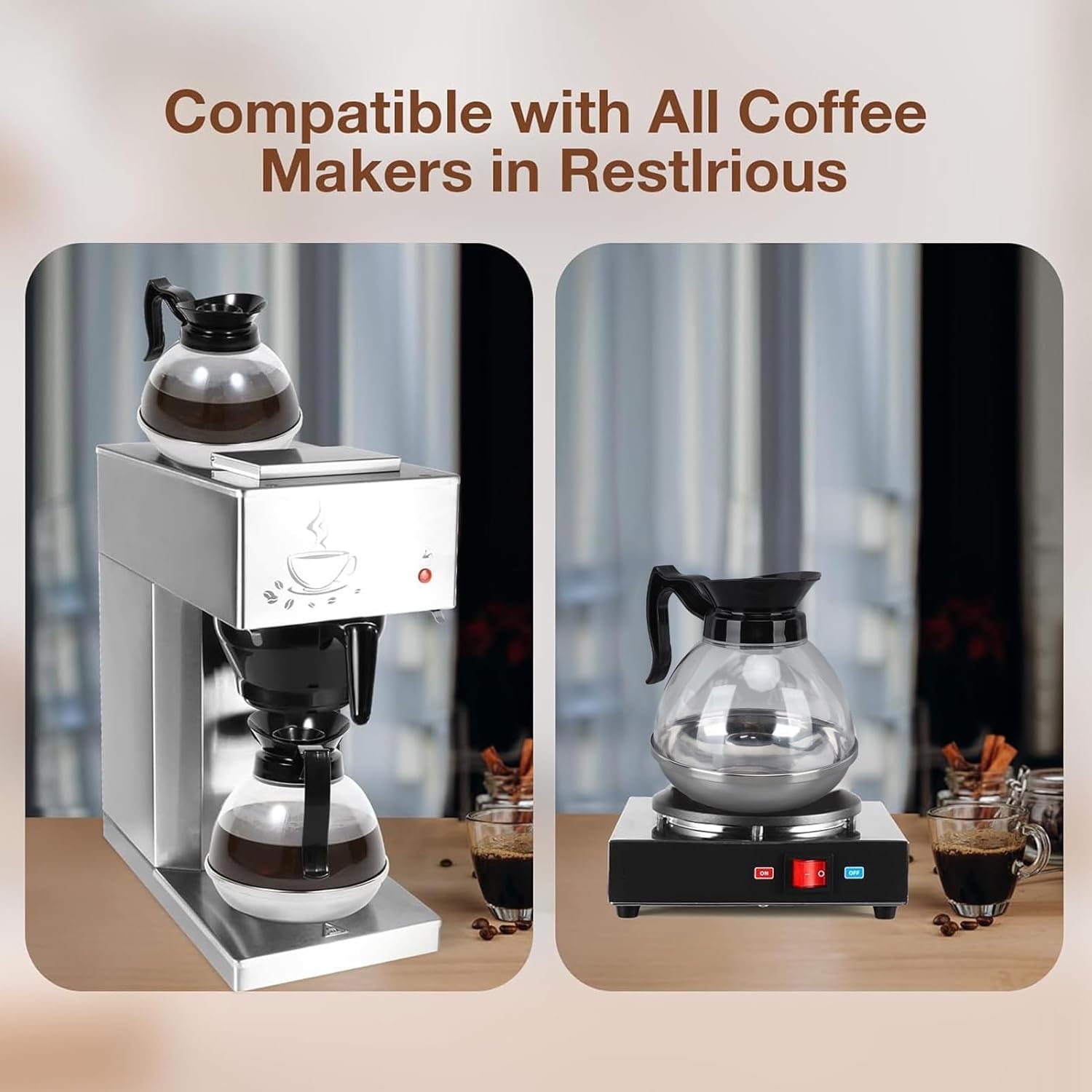 Coffee Decanter Pot, 1.2QT Universal Pot Commercial Maker Replacement with Black Handle for Machine Stove Reusable