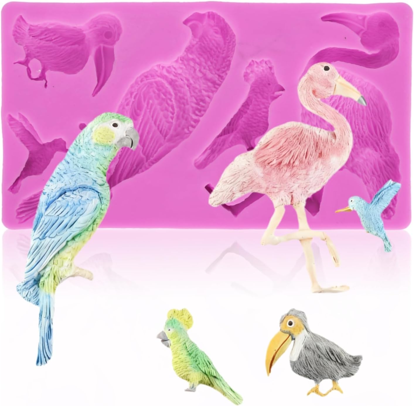 Fondant Molds, Silicone Flamingo Birds Mold 3D Bird Mould for Cupcake Cake Chocolate Decoration