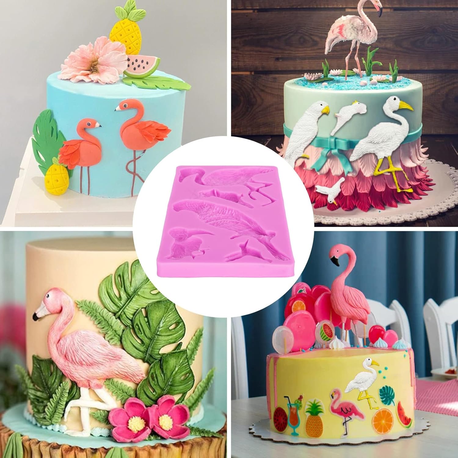 Fondant Molds, Silicone Flamingo Birds Mold 3D Bird Mould for Cupcake Cake Chocolate Decoration