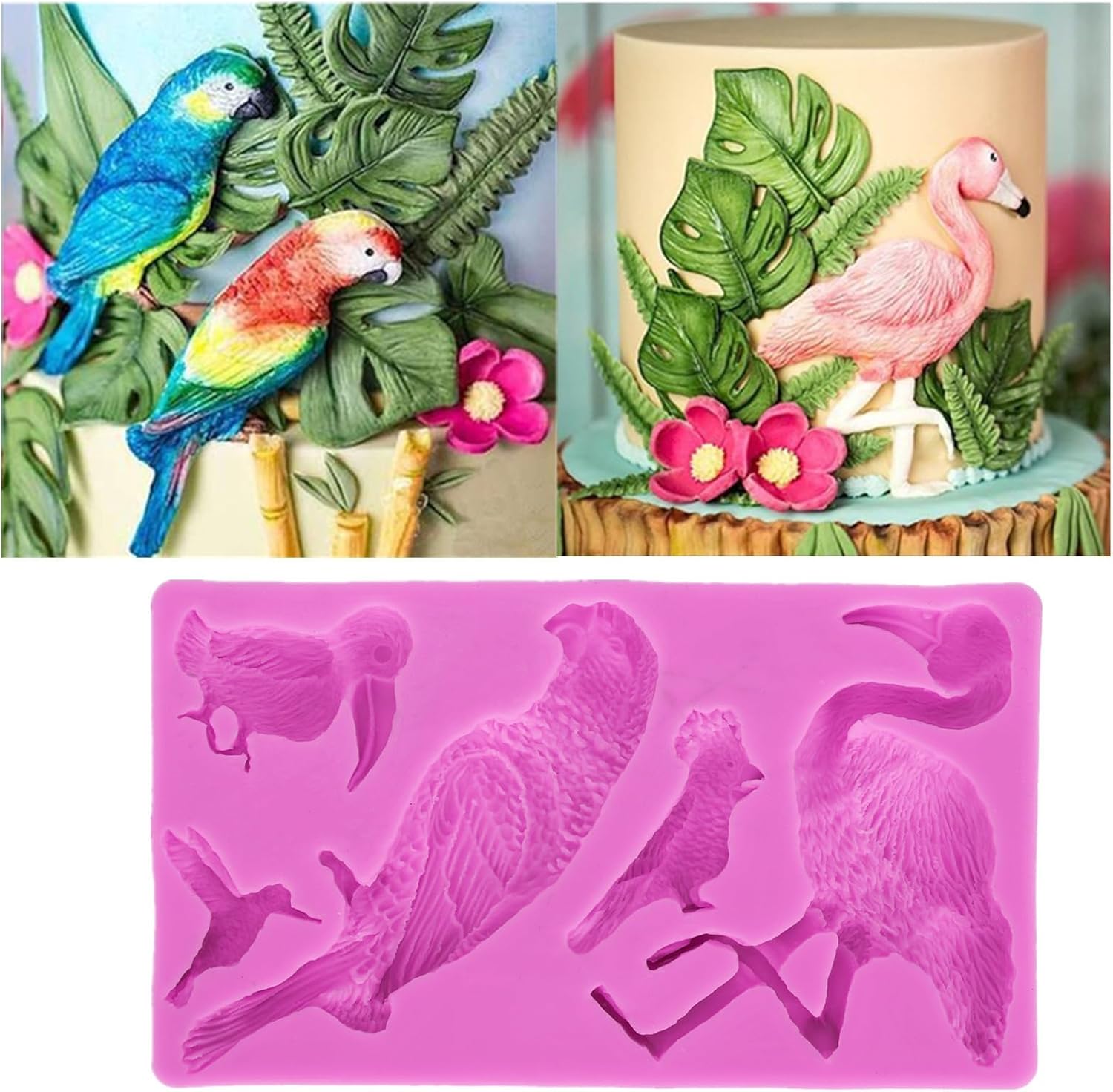 Fondant Molds, Silicone Flamingo Birds Mold 3D Bird Mould for Cupcake Cake Chocolate Decoration
