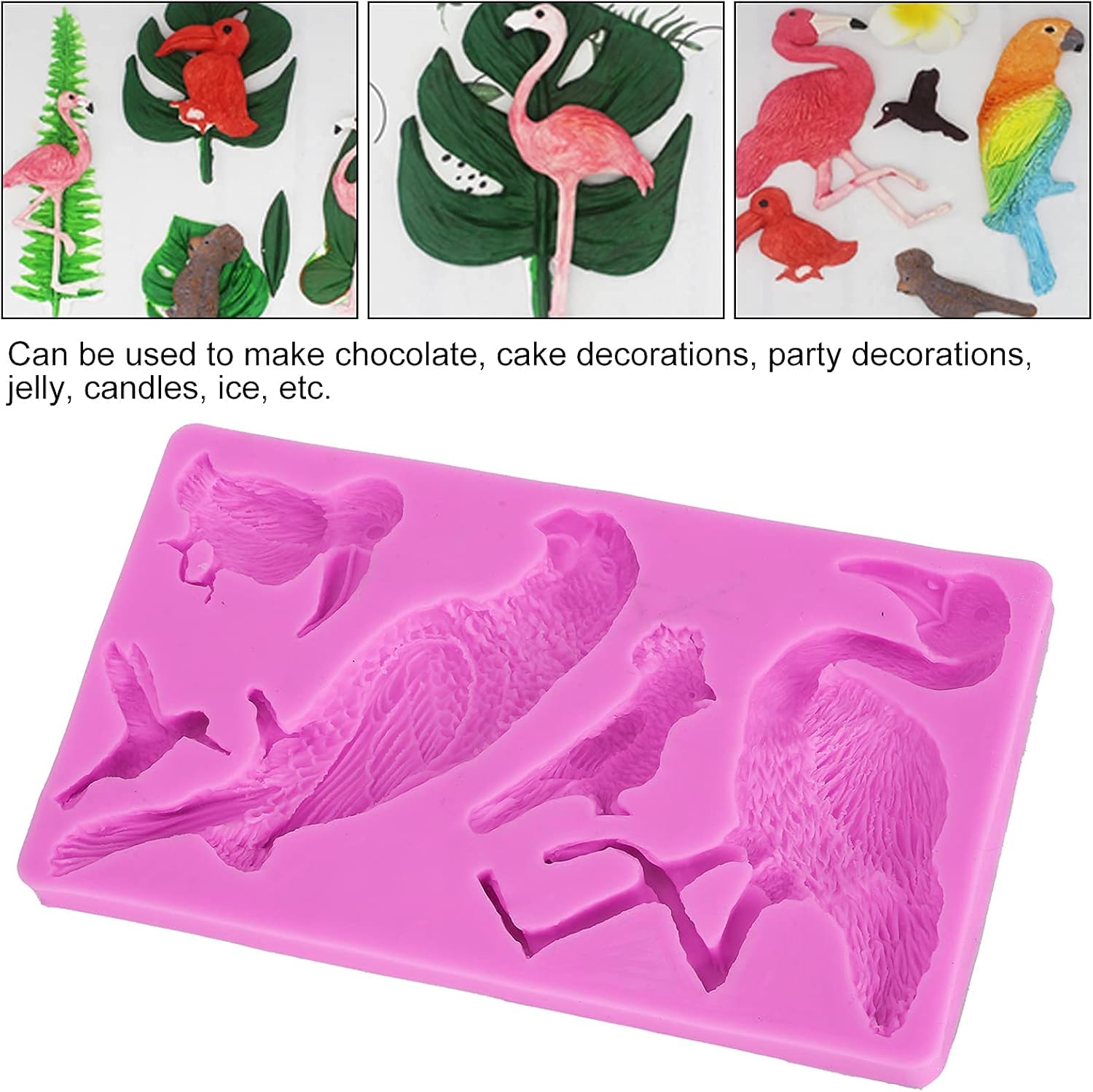 Fondant Molds, Silicone Flamingo Birds Mold 3D Bird Mould for Cupcake Cake Chocolate Decoration