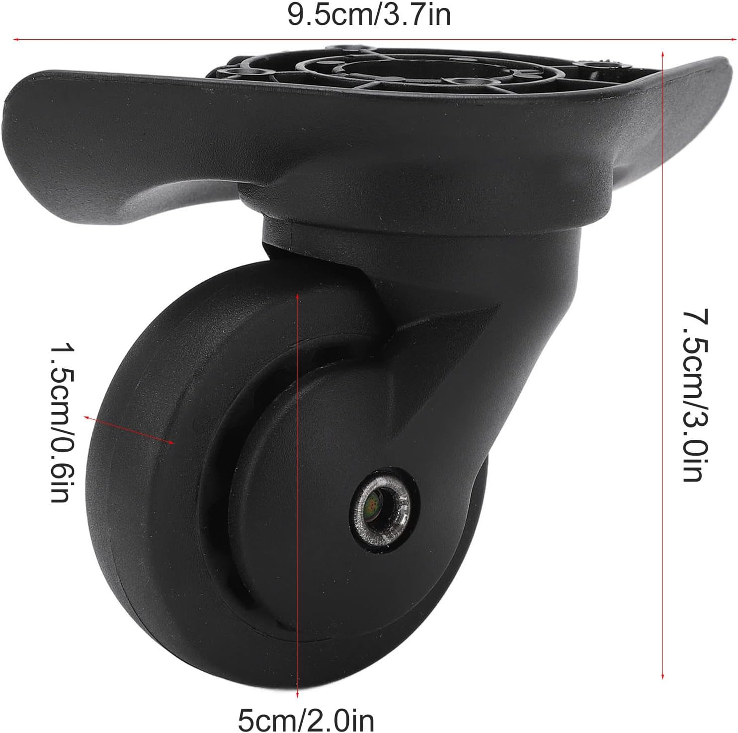 1 Pair Luggage Suitcase Wheels, Universal Replacement Wheels for Mute Swivel Casters Black