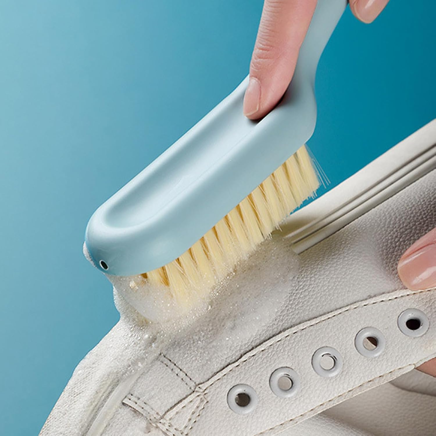 2Pcs Crevice Cleaning Brush, Bathroom Gaps Brush Multifunctional Long Handle Shoe All Purpose Scrubber with Ergonomic Handle Blue
