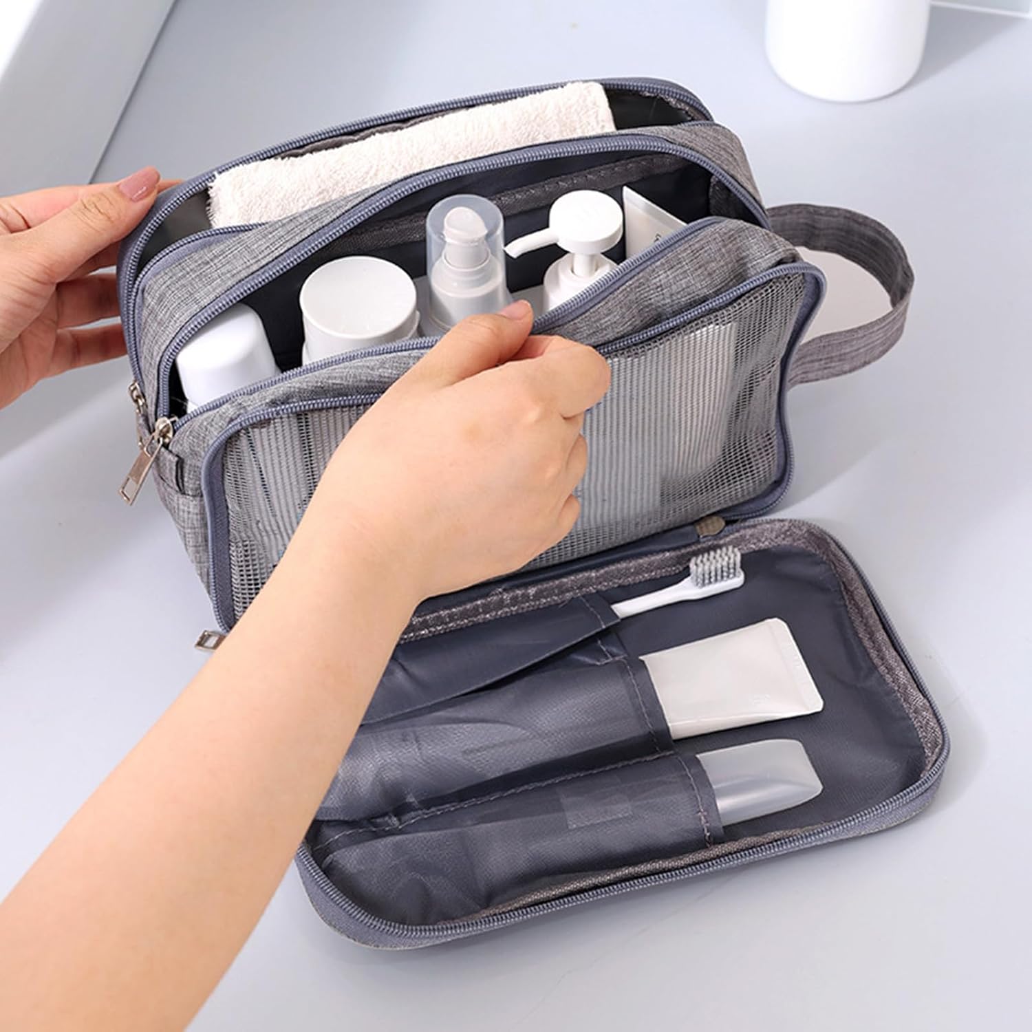 Travel Toiletry Bag, Organizer Mens Bag Dopp Kit Bathroom Shaving Portable Makeup Bags for Accessories 27*10*16cm