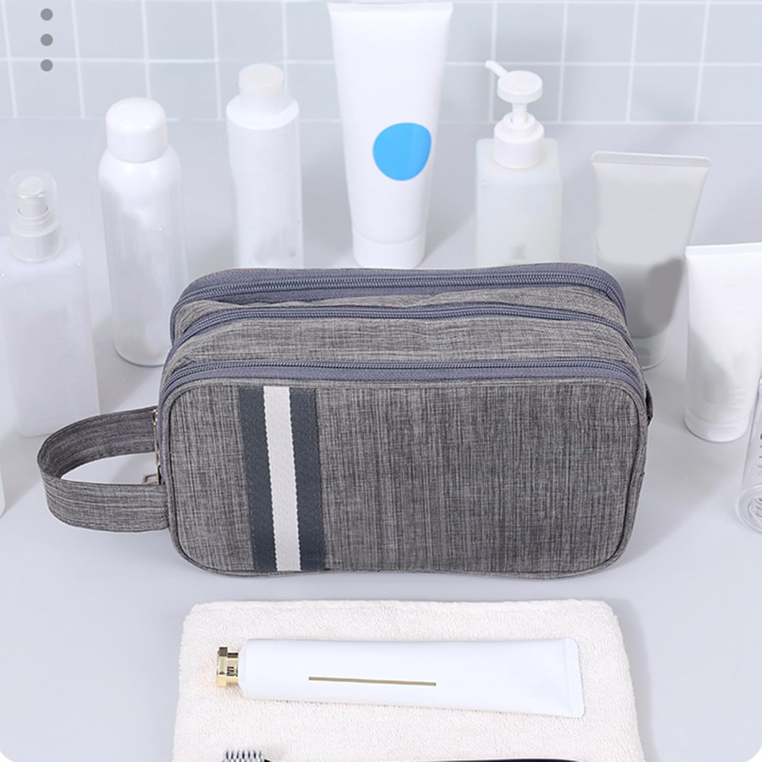 Travel Toiletry Bag, Organizer Mens Bag Dopp Kit Bathroom Shaving Portable Makeup Bags for Accessories 27*10*16cm