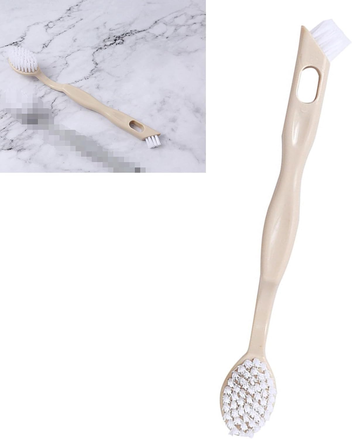 Sneaker Cleaner Brush, Multi Functional Shoe Brush Double Sided Washing Plastic Scrub for Stains beige