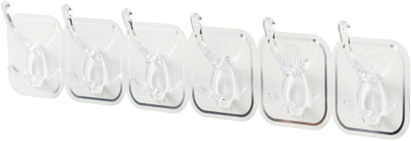 6Pcs Acrylic Wall Mounted Necklaces Organizer,6 Hooks Jewelry Stand Organizer,No Drilling Hanging Hook Strong Bearing Capacity for Kitchen Bathroom White