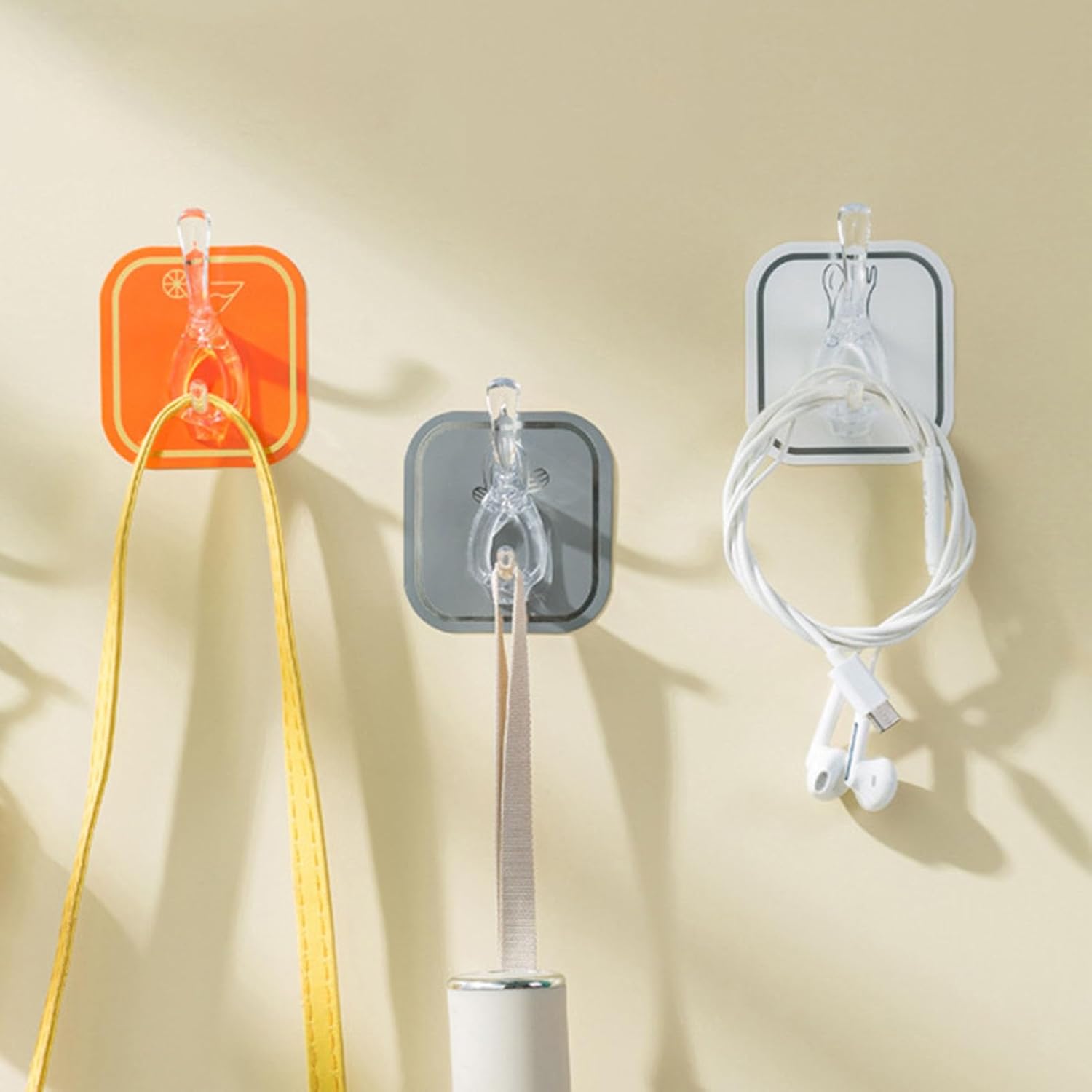 6Pcs Acrylic Wall Mounted Necklaces Organizer,6 Hooks Jewelry Stand Organizer,No Drilling Hanging Hook Strong Bearing Capacity for Kitchen Bathroom White