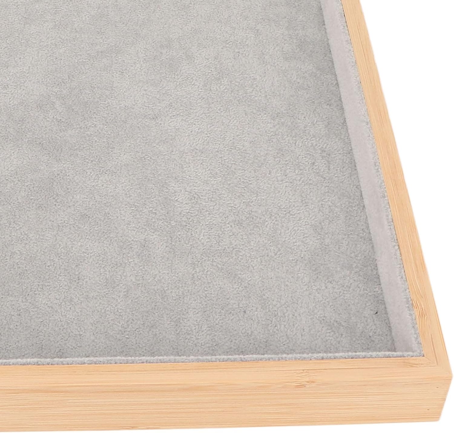 Velvet Stackable Jewelry Tray, Wood Flat Organizer Tray Drawer for Necklace Bracelet Ring Showcase Display Grey