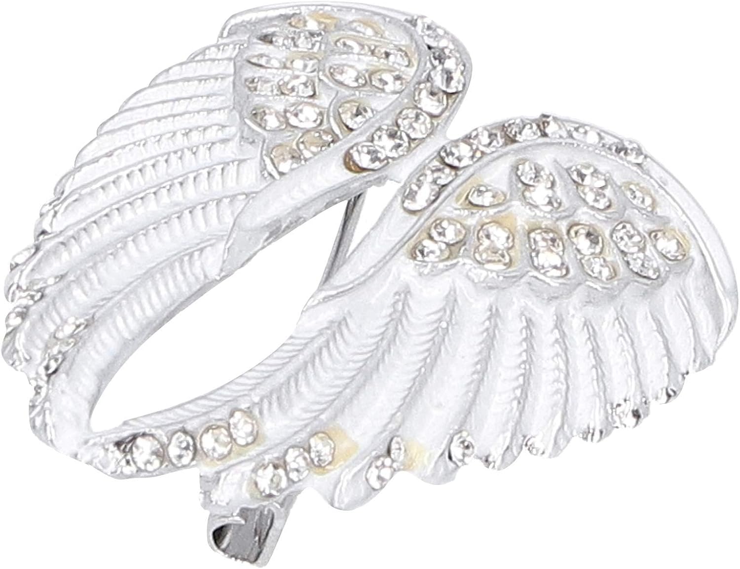 4pcs Women's Guardian Angel Wing Brooch Pins, Rhinestones Pin Set Cardigan Collar Clips Dress Shirt for Women Girls Men White