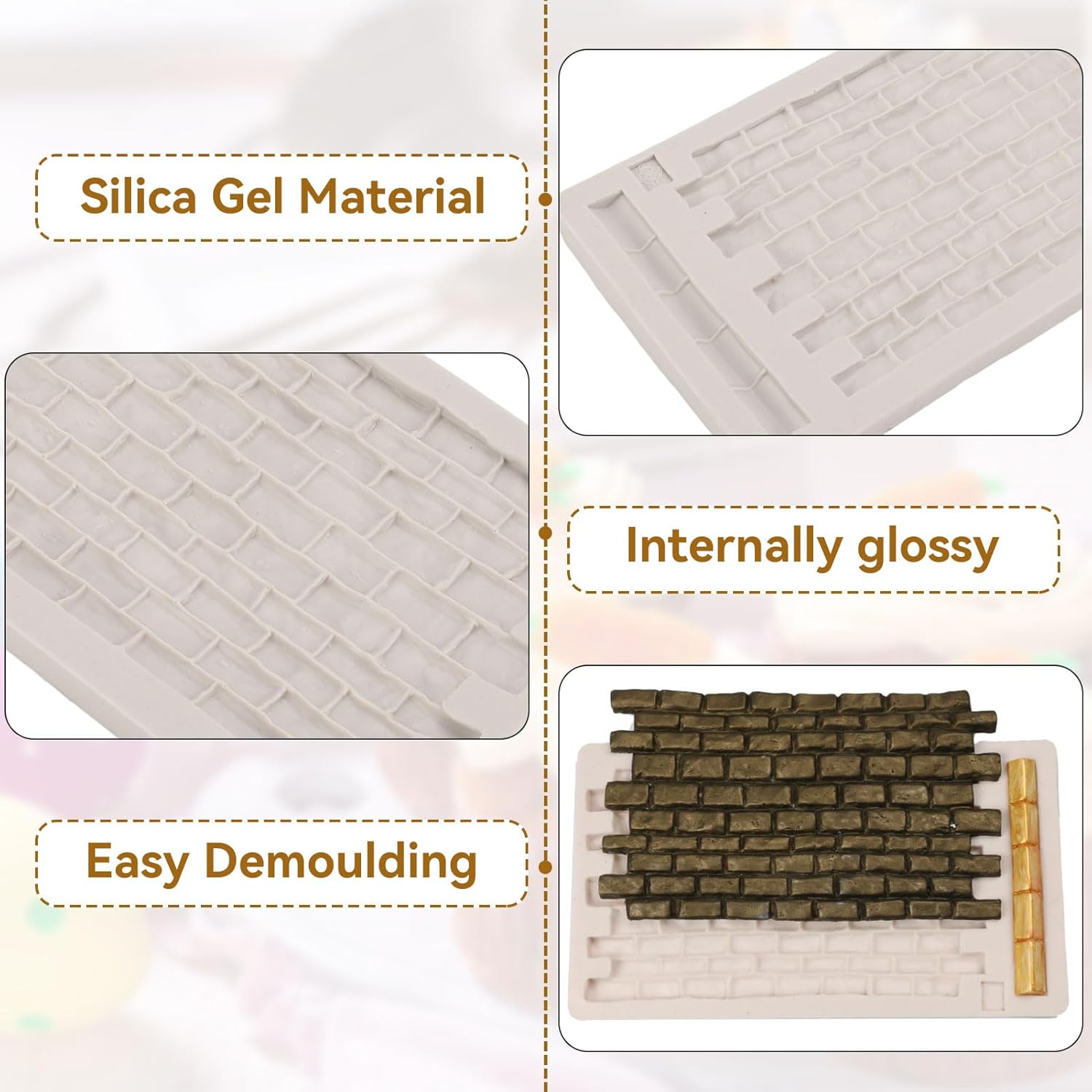 Fondant Impression Mat, Silicone Brick Wall Pattern Lace Mat Imprint Mold Sugarcraft Wedding Cake Decorating Tools Chocolate Sugar Baking