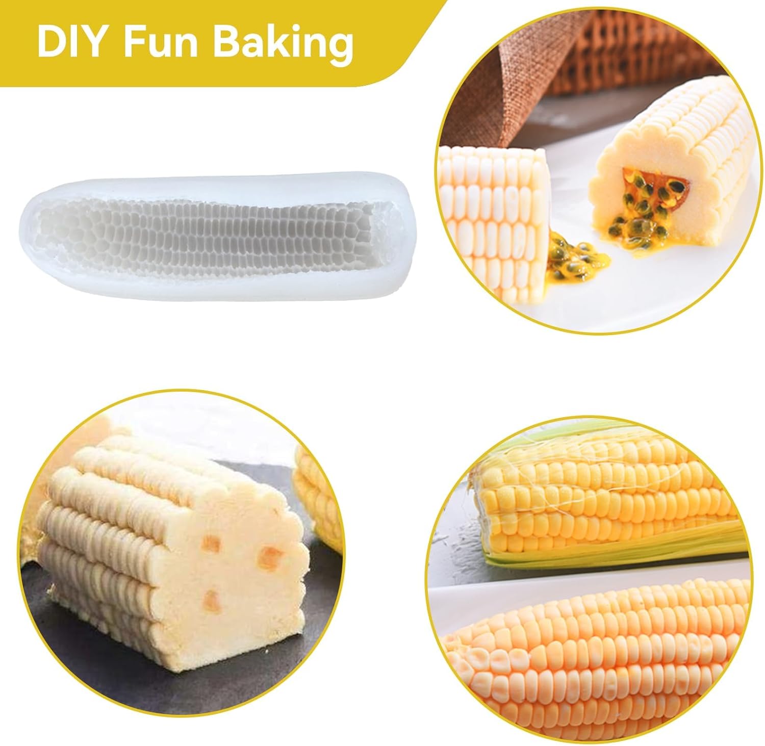 3D Corn Silicone Mold, Baking Molds Dessert Mould Shaped Candle for Mousse Cake, Pastry, Chocolate, Soap