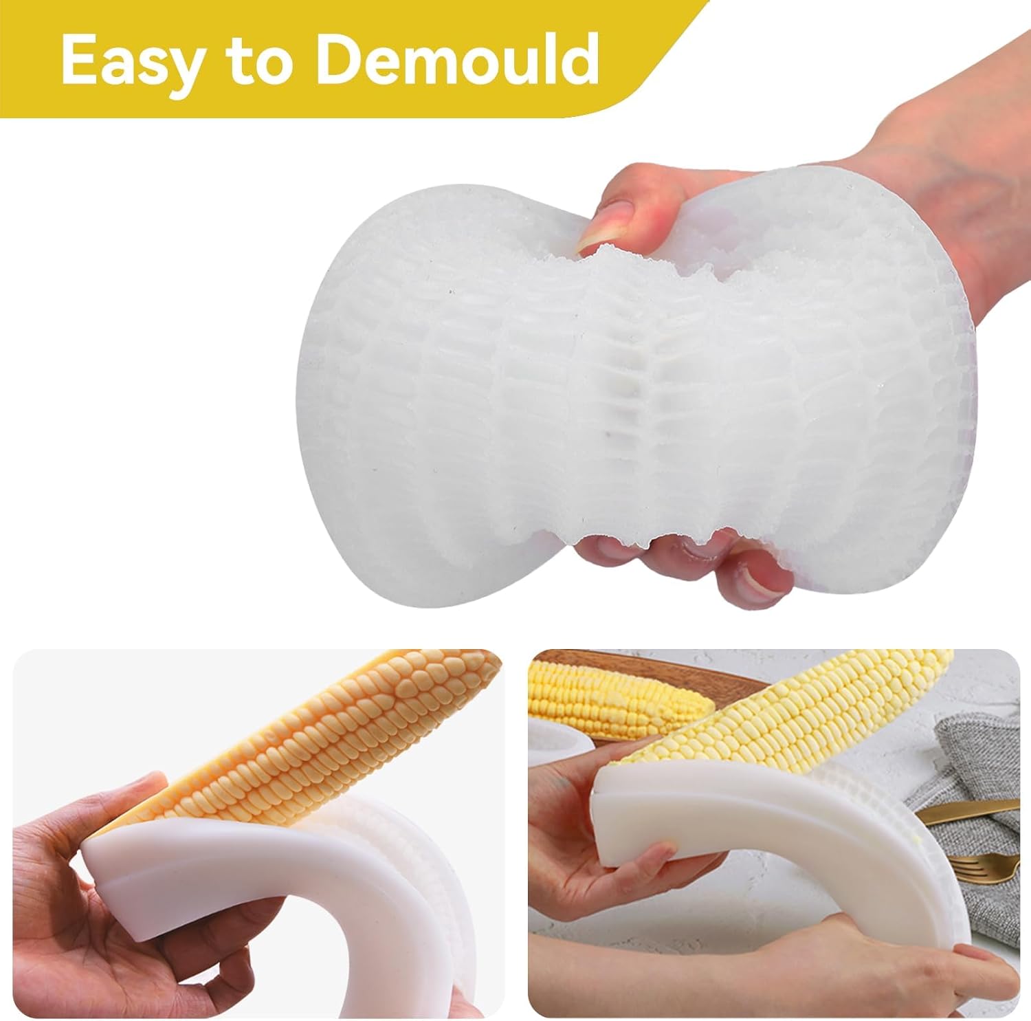3D Corn Silicone Mold, Baking Molds Dessert Mould Shaped Candle for Mousse Cake, Pastry, Chocolate, Soap