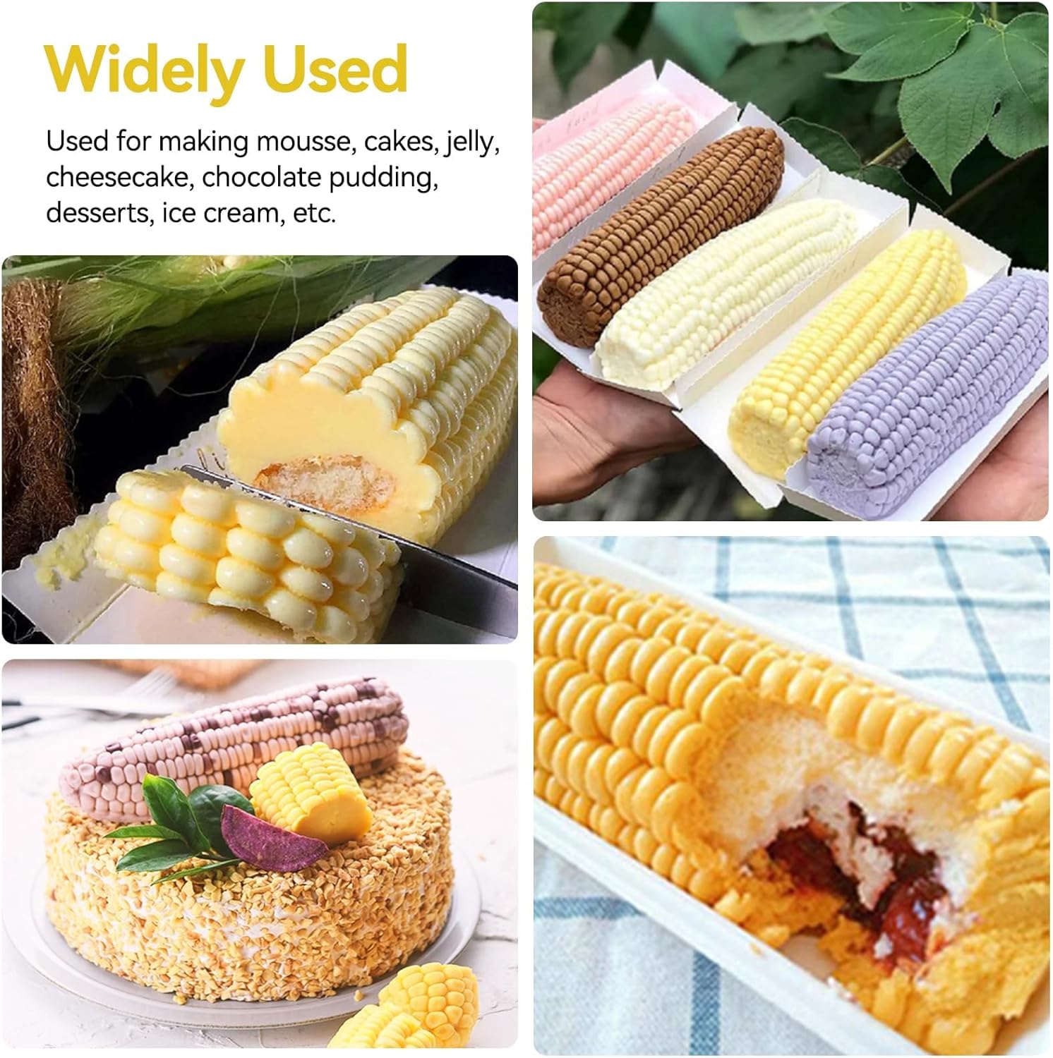 3D Corn Silicone Mold, Baking Molds Dessert Mould Shaped Candle for Mousse Cake, Pastry, Chocolate, Soap
