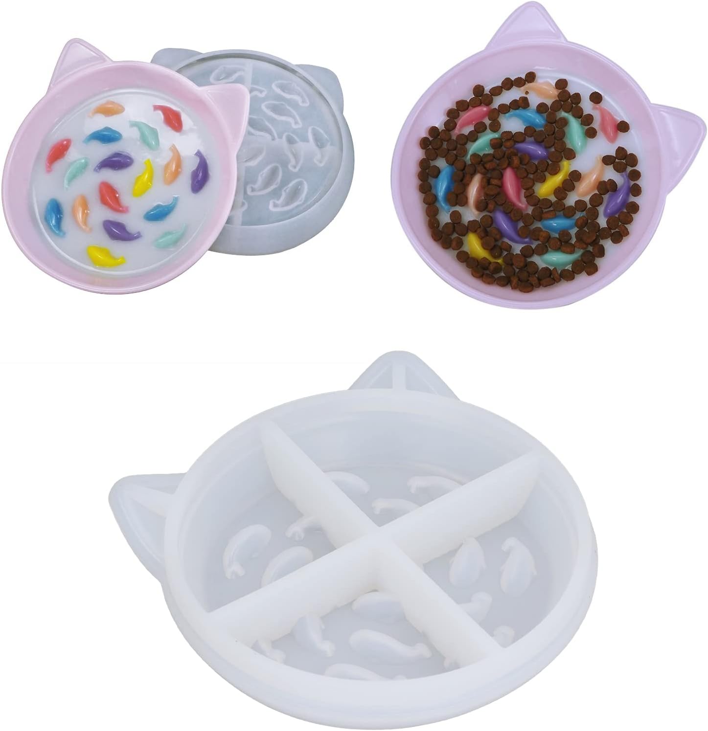 Epoxy Resin Mold, Silicone Dog Bowl Molds Slow Feeder Food Bowls Water Plate Mould for Small Medium Dogs Cats Puppy cat