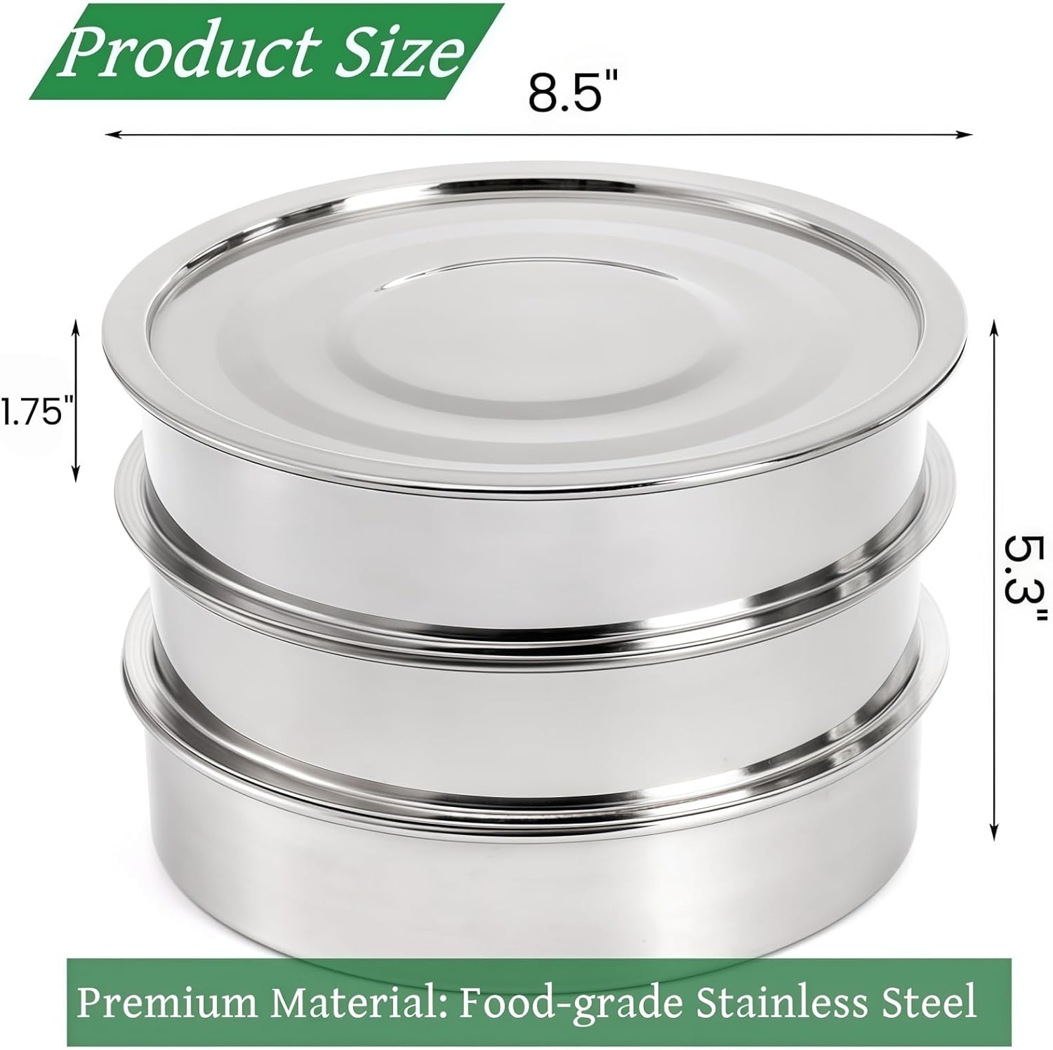 9" Stackable Stainless Steel Seed Sprouting Kit, 3-Tier Mesh Germination Tray, Sprout Grower with Lid Base, Microgreens Propagator for Beans Peas Broccoli Wheat Grass, Soil Free