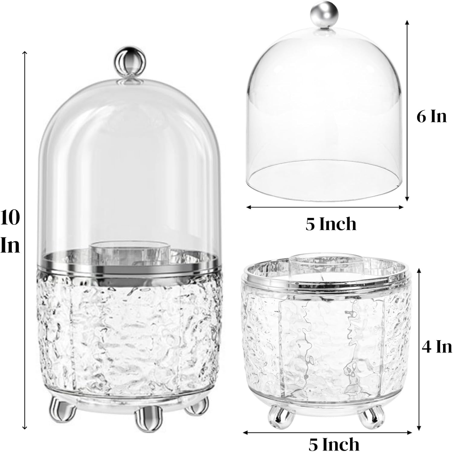 Rotating Makeup Brush Holder, Dustproof Cosmetic Tools Organizer with Lid, 360° Spinning Covered Brushes Storage Anti-slip Pads for Vanity, Bathroom Countertop & Bedside Table, Clear