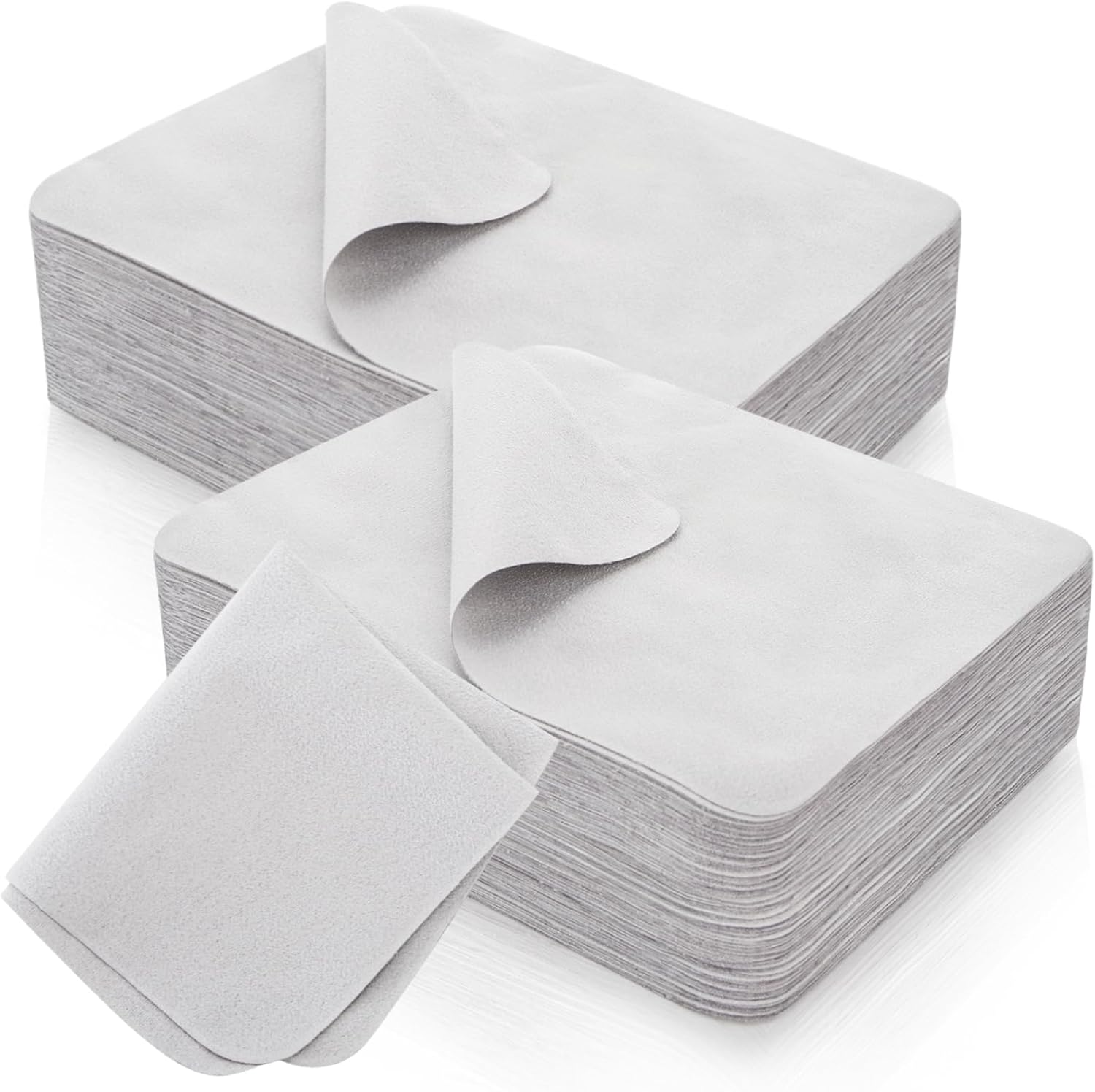 100 Pack Microfiber Glasses Cleaning Cloth, Ultra Soft Eyeglasses Wipe Suede, Washable Cleaner for Lens, Screens, Cameras, Phones, Electronics 7×6 Inch, Gray