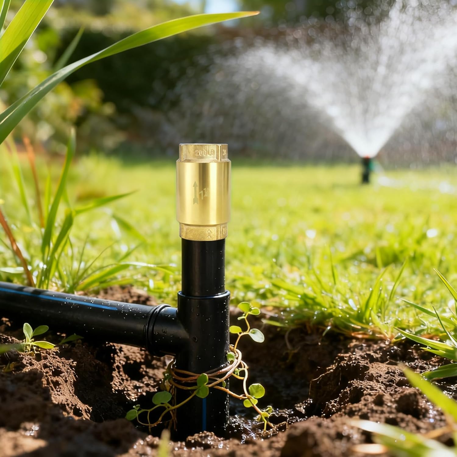 1-1/4 Inch Brass Check Valve, Universal One Way In Line Valves with Backflow Prevention, No Return Female Pipe Thread for Garden Hose Well Pumps Irrigation Systems, 1.25'' FNPT