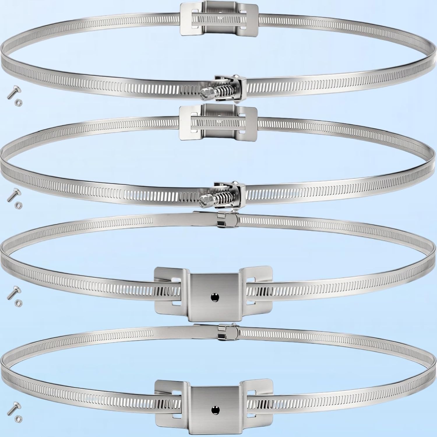 4 Pack Sign Mounting Brackets for Larger Poles, 4" to 15" Adjustable Expansion Tank Bracket, Metal Street Holder with Pole Clamps and Straps Electrical Boxes, Security Camera