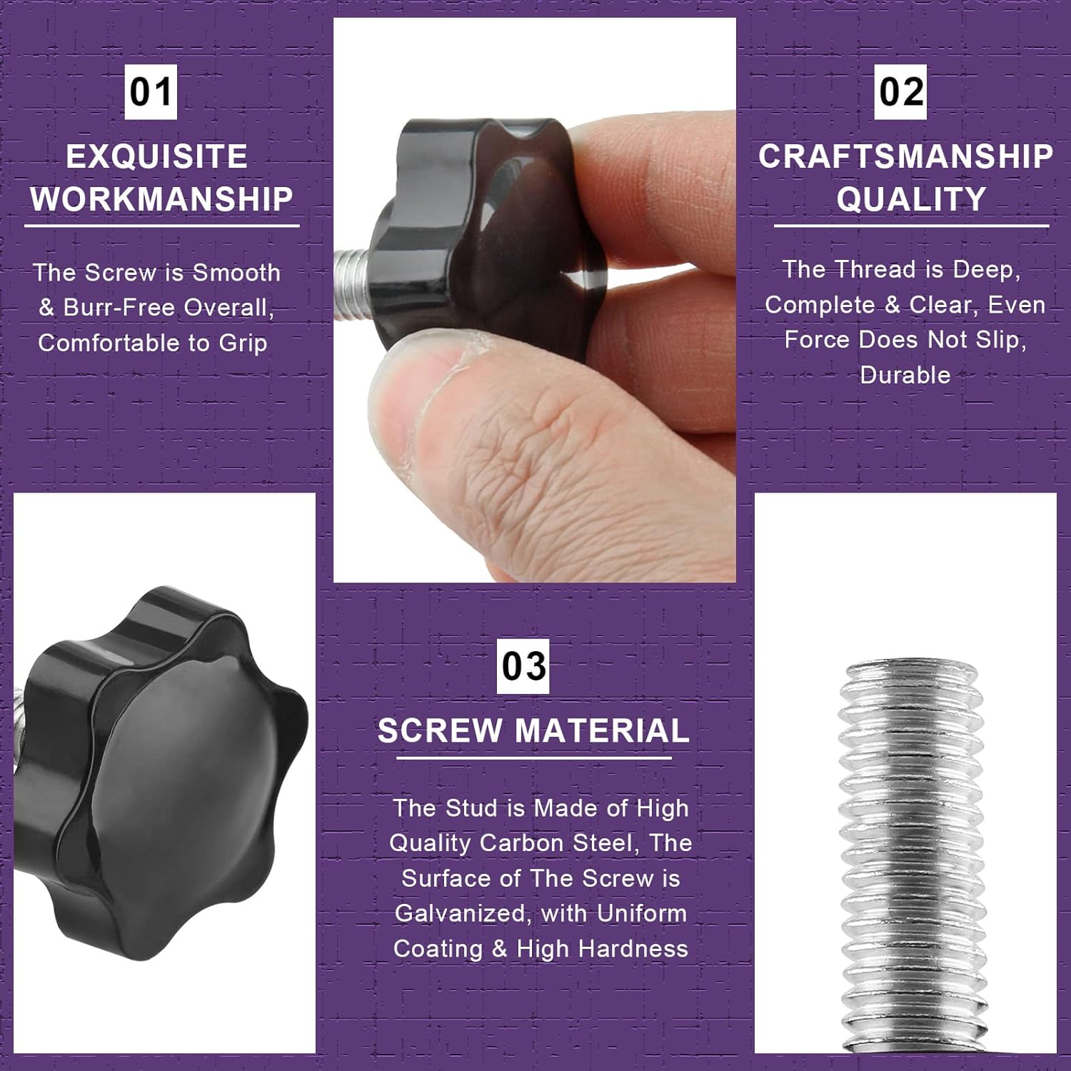 Screw - M8 x 20mm - Star-shaped knob - 2 pieces - Plastic - Hexagonal - Hand-tightening screw - For replacement