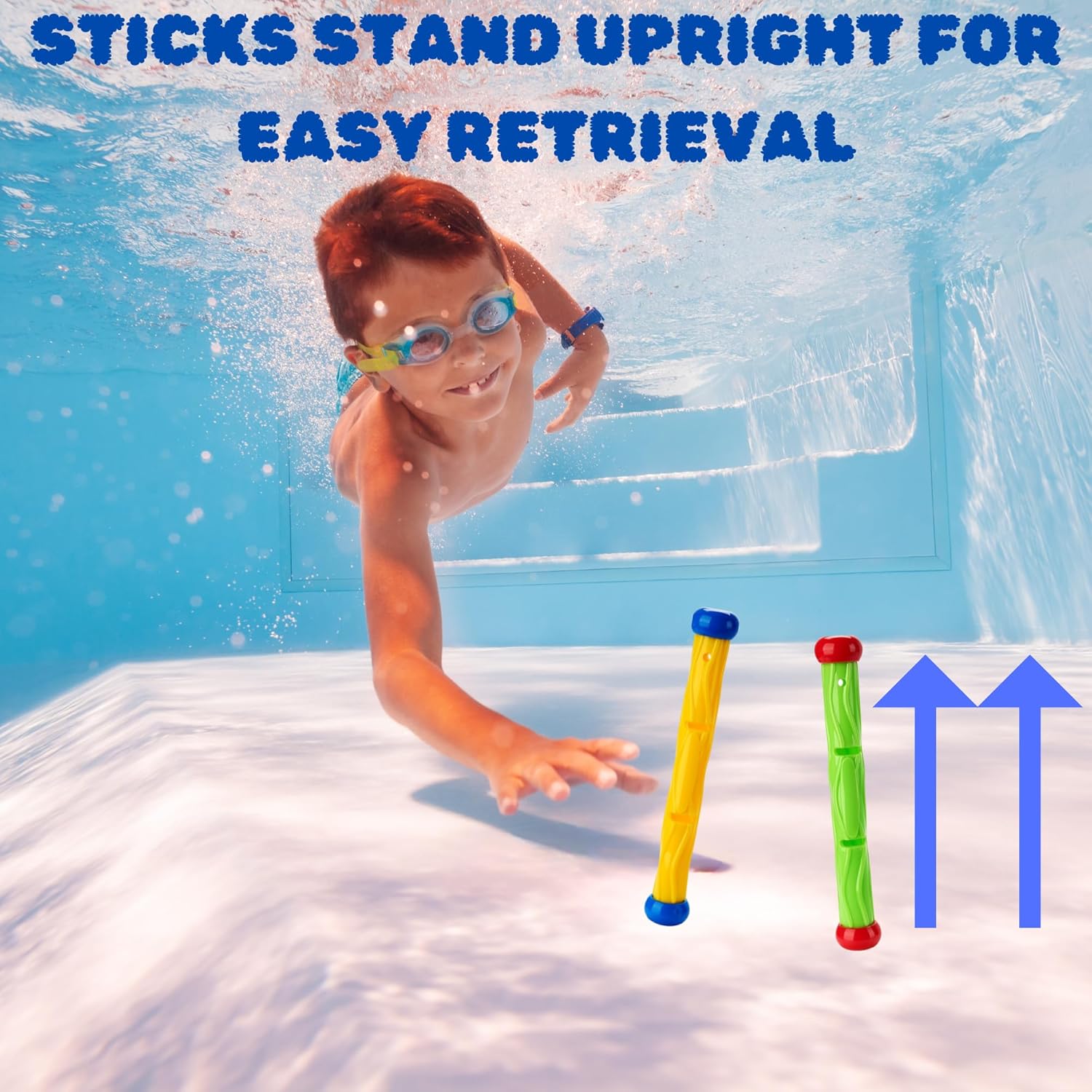 Diving stick - Dive toys - Kids' pool toys - Suitable for children aged 8-12 years - Pool toys - Colourful - Fast sinking - 5 colours
