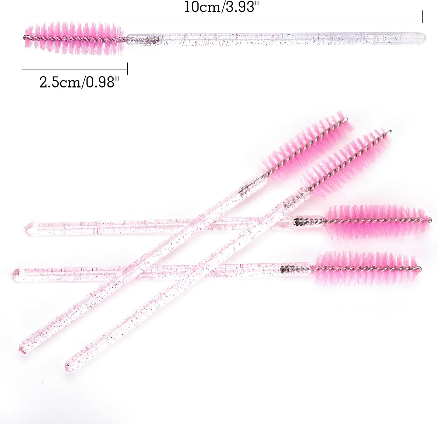 Lash Brush - 100 pieces - Disposable Lash Brush - For Eyelash Extensions - Pink - Crystal Mascara Stick - Applicator