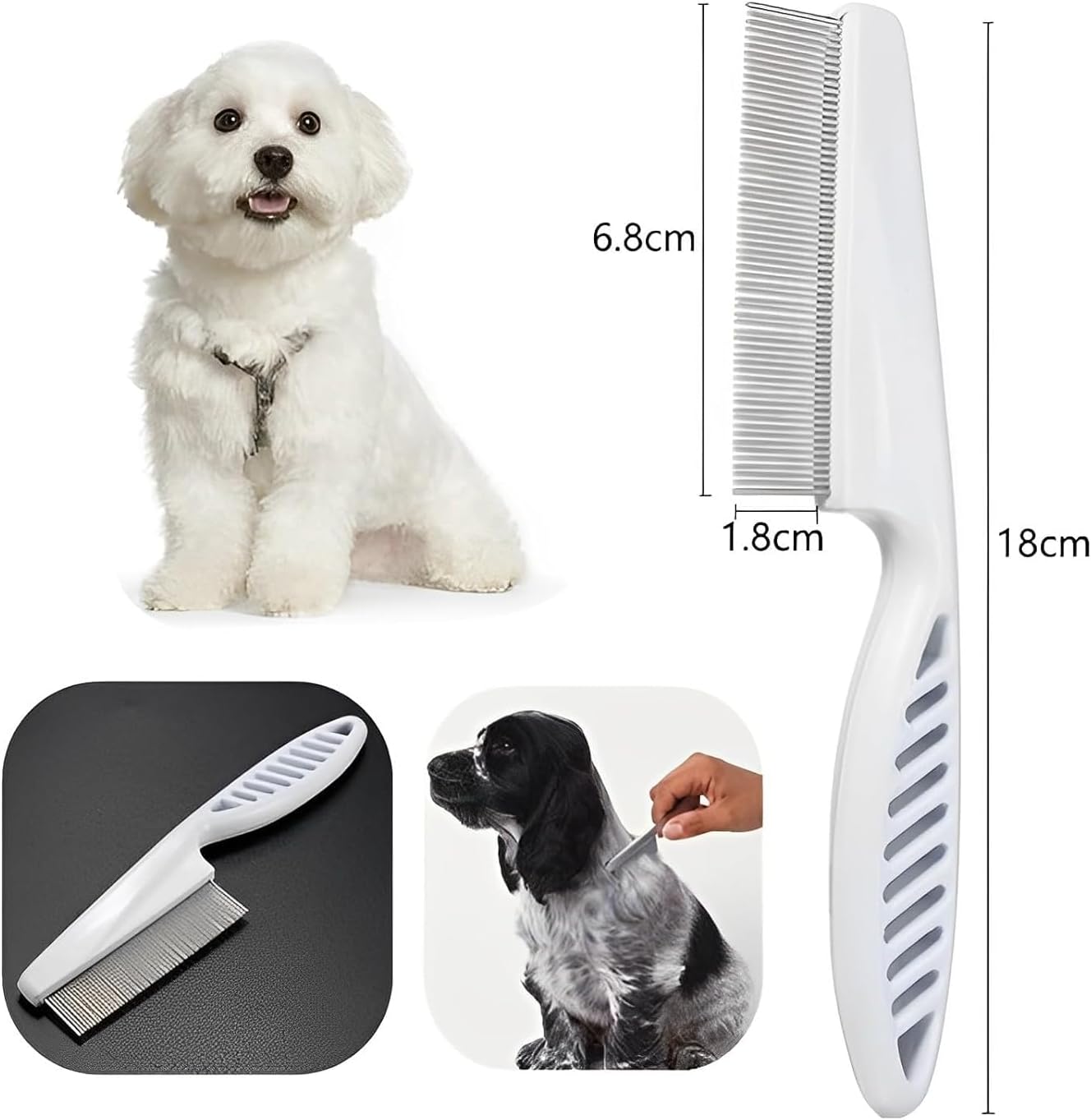 Flea comb for dogs and cats - Dog grooming tool - For removing tear stains, fleas, mange and lice