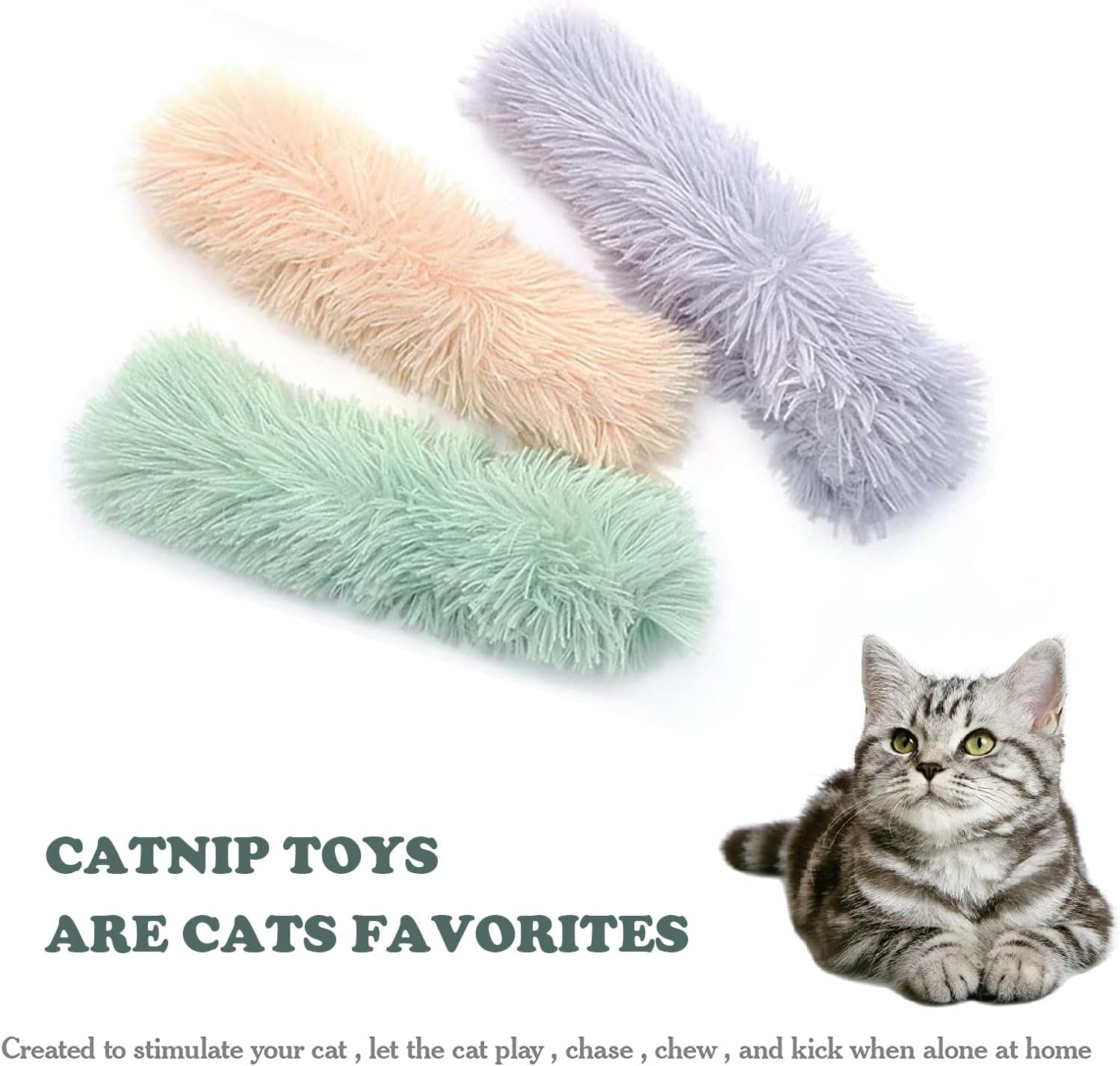 3-pack catnip toys for adult indoor kittens - interactive plush cat toys with built-in catnip and sounds - small
