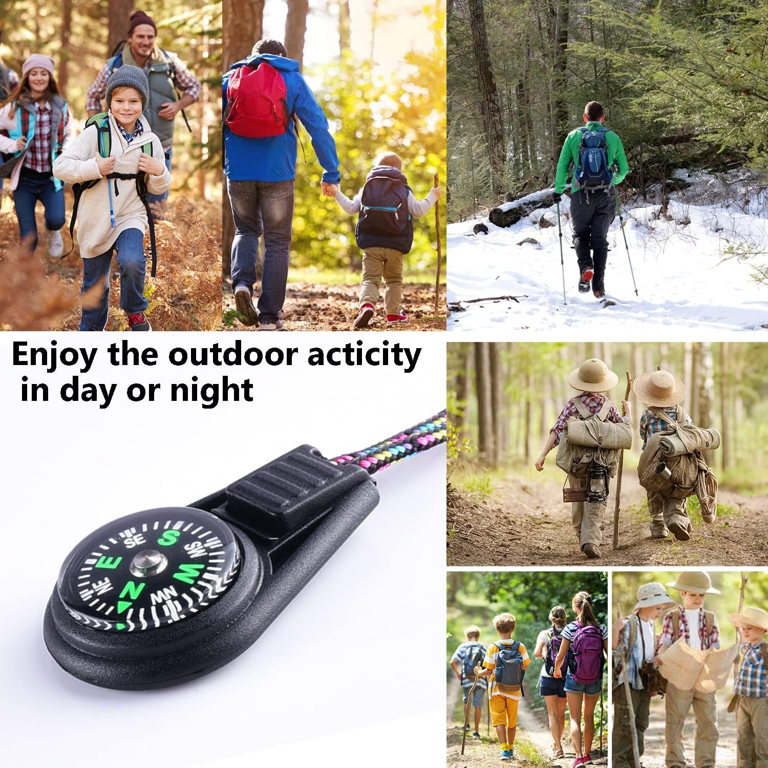 Kompas - 25-pack - Kids' Compass - Classroom - Mini Compass for Children - Hiking and Survival - Portable - Compass with Cord - 9 Colours