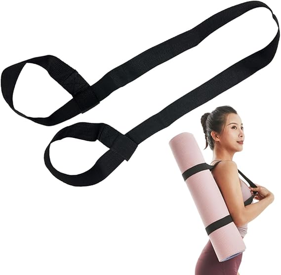 Yoga Mat Strap for Carrying - Cotton Yoga Mat Carry Strap Sling- Adjustable Loops for all Mat Sizes Yoga Mat not included