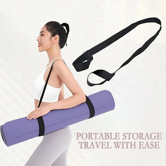 Yoga Mat Strap for Carrying - Cotton Yoga Mat Carry Strap Sling- Adjustable Loops for all Mat Sizes Yoga Mat not included