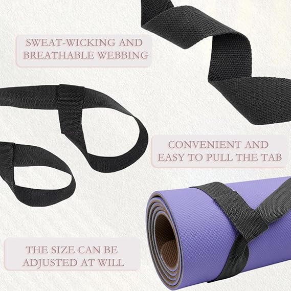 Yoga Mat Strap for Carrying - Cotton Yoga Mat Carry Strap Sling- Adjustable Loops for all Mat Sizes Yoga Mat not included