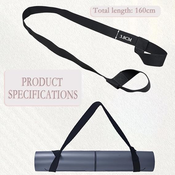 Yoga Mat Strap for Carrying - Cotton Yoga Mat Carry Strap Sling- Adjustable Loops for all Mat Sizes Yoga Mat not included