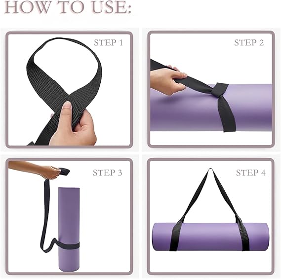 Yoga Mat Strap for Carrying - Cotton Yoga Mat Carry Strap Sling- Adjustable Loops for all Mat Sizes Yoga Mat not included