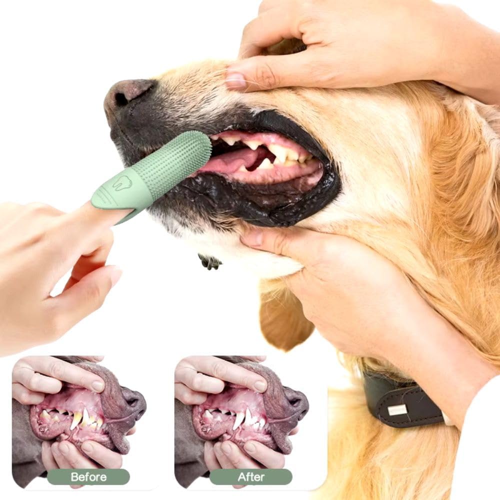 Pet Finger Toothbrush - for dogs and cats - Soft silicone finger toothbrush - for the dental care of puppies and kittens - Gentle cleaning - 2-pack