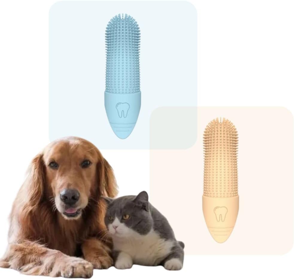 Pet Finger Toothbrush - for dogs and cats - Soft silicone finger toothbrush - for the dental care of puppies and kittens - Gentle cleaning - 2-pack