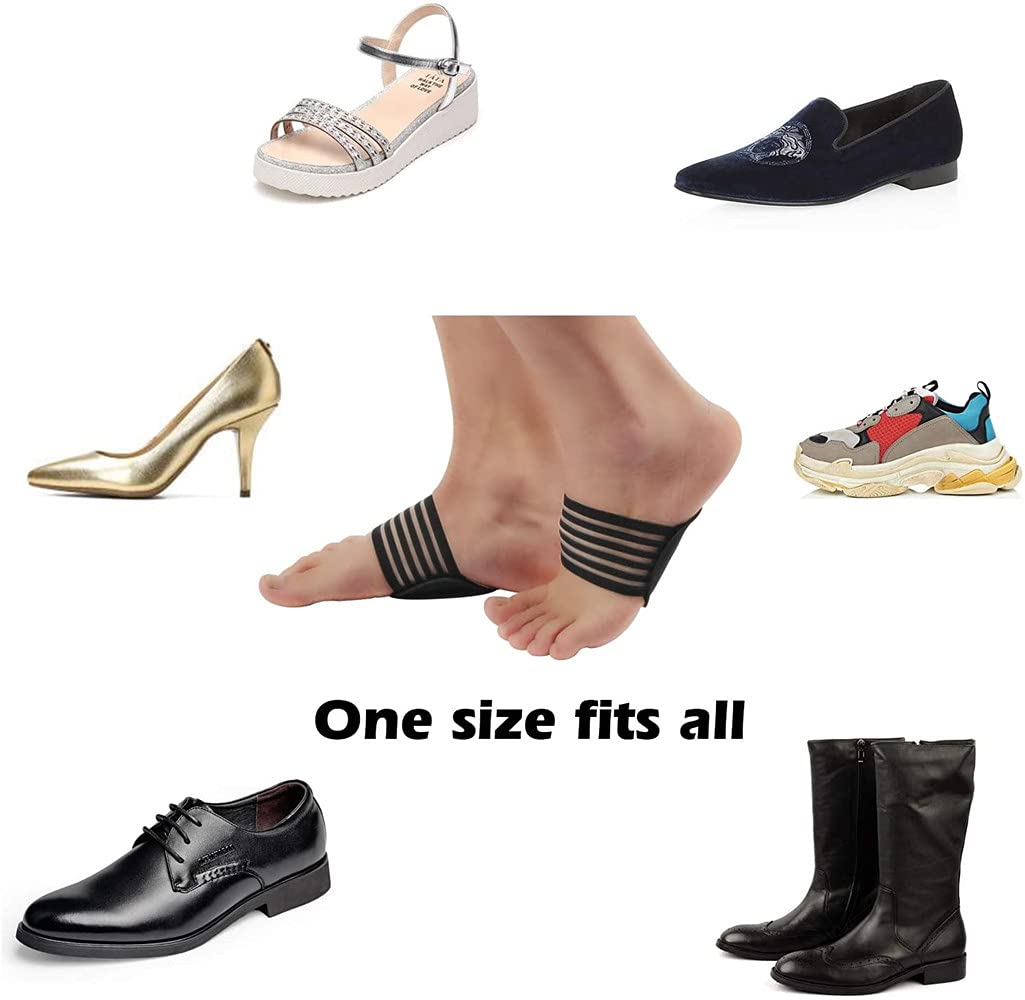2 pairs of extra thick, padded compression arch supports for added comfort - suitable for plantar fasciitis, fallen arches, heel spurs, flat feet and foot pain issues