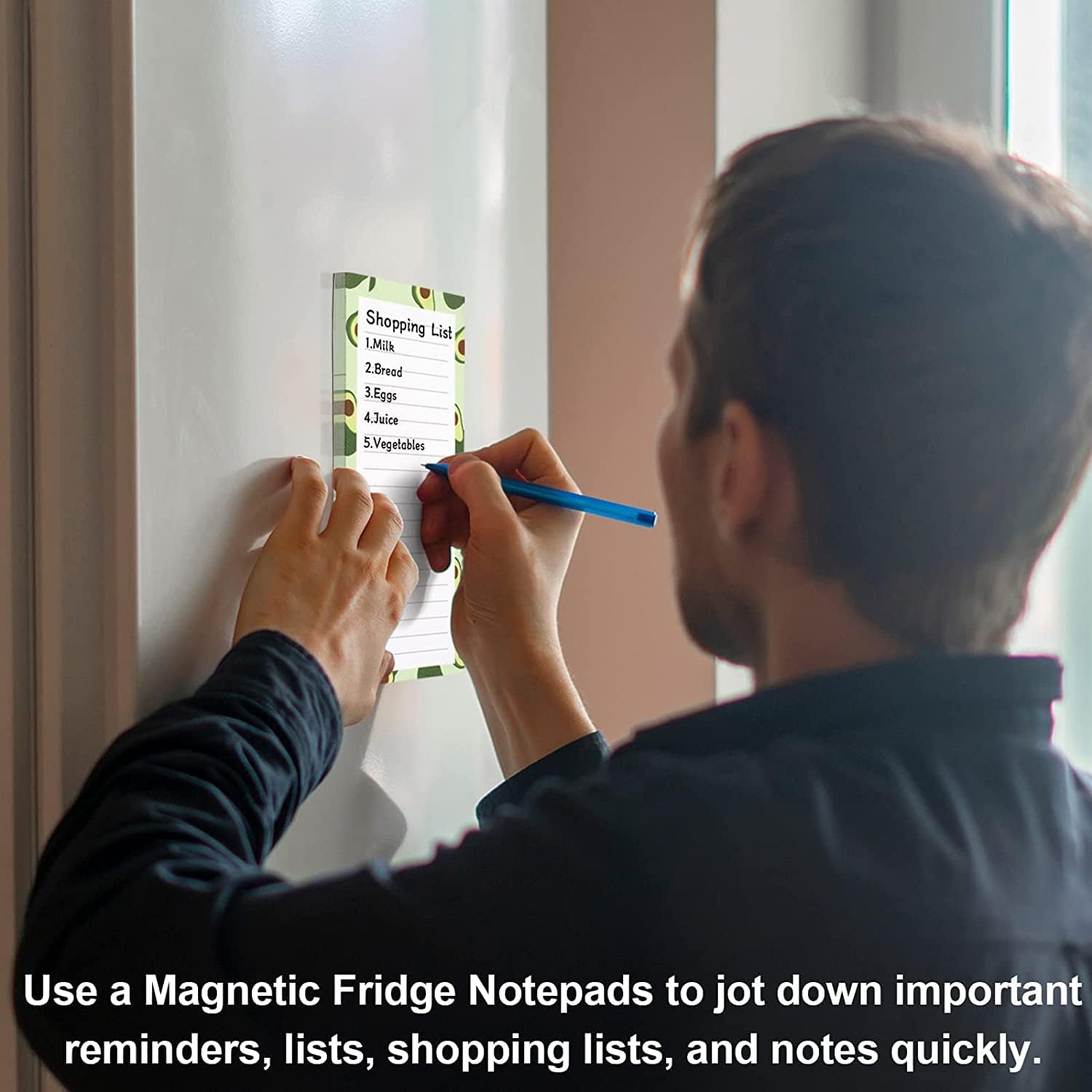 Magnetic shopping list for the fridge 2-piece - 100 sheets - tear-off notepad with pen clip for shopping - to-do list and meal planning watermelon