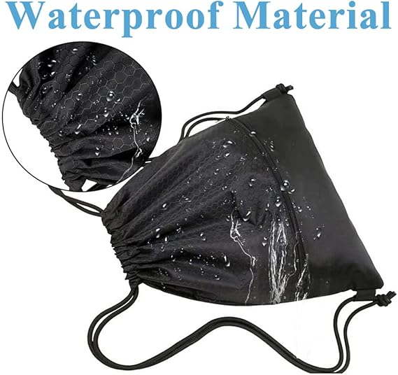 Trekkoord sports bag - large sports bag with PE pocket and external zip - waterproof drawstring swim backpack for men, women, boys and girls - sports, school, beach holiday, swimming, travel, yoga