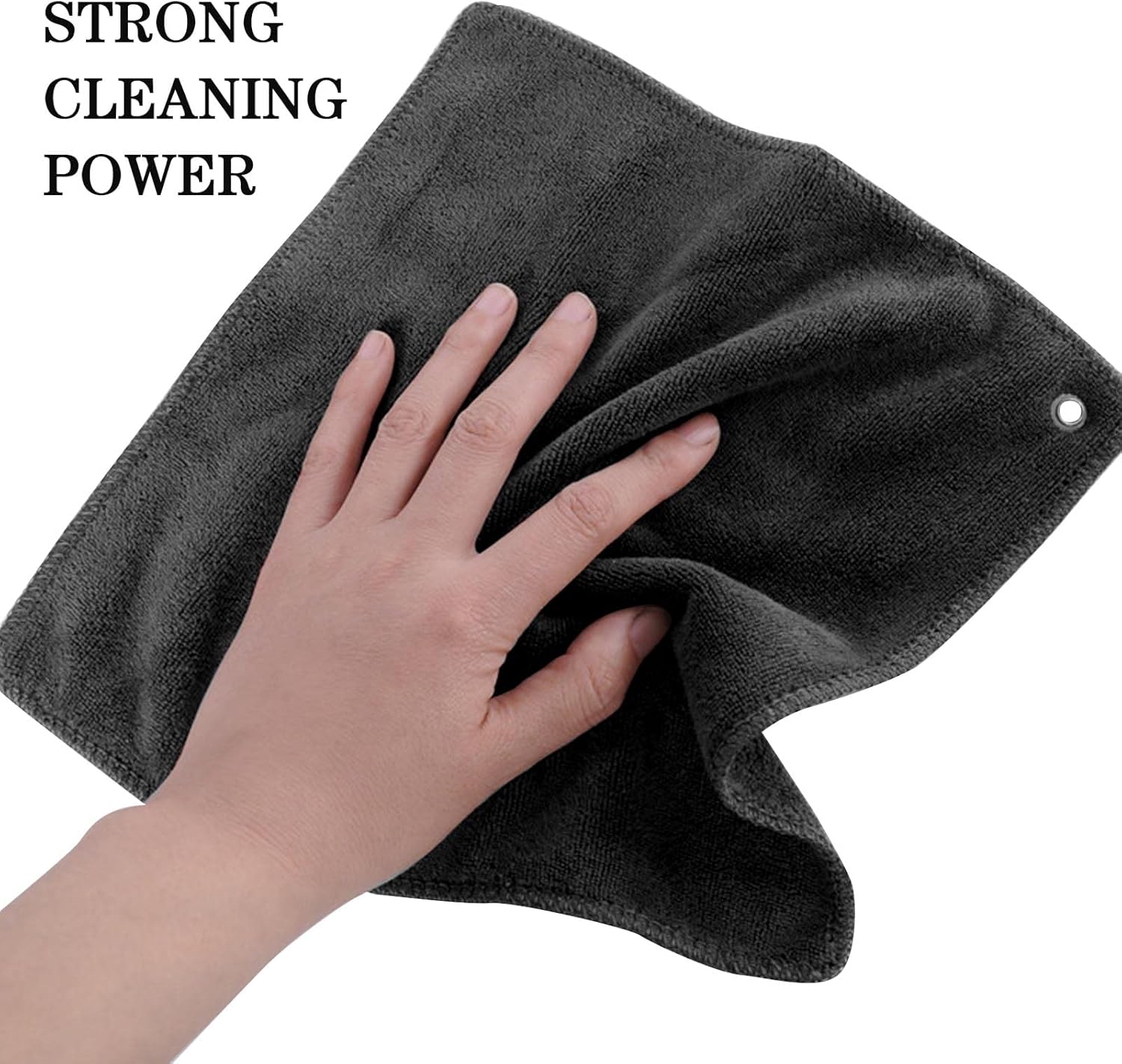 2 pieces golf towels- absorbent cleaning towels- multifunctional towels with carabiner for golf bags- fitness- sport- outdoor- yoga 2 colours - black