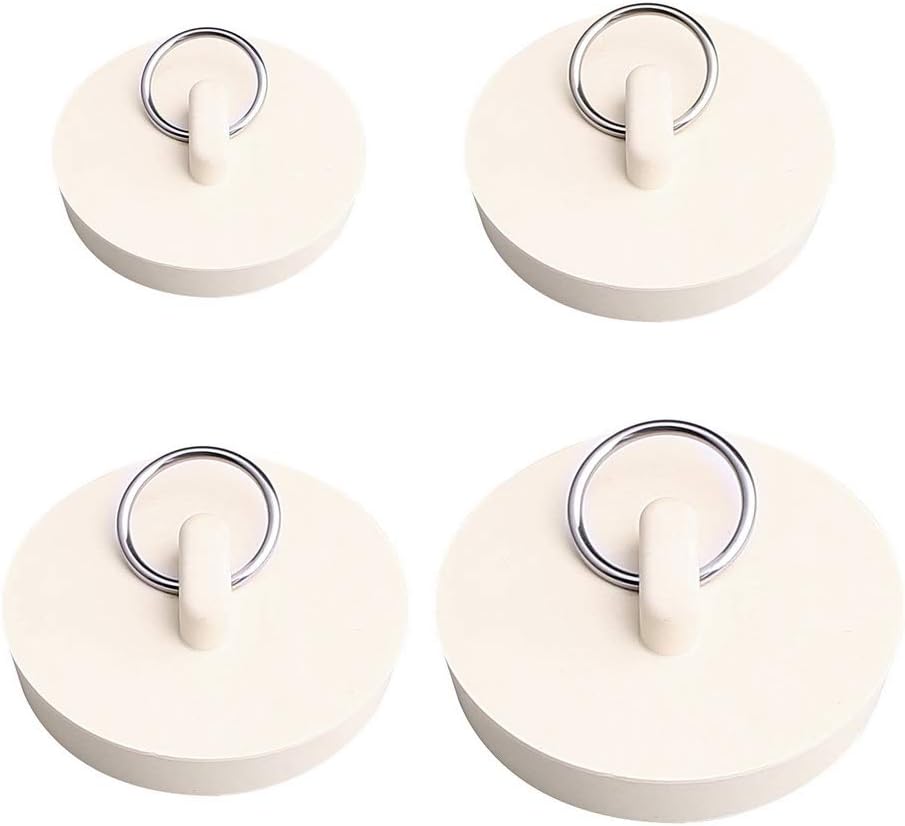 Set of 4 sink plugs - drain plugs - rubber drain stoppers and kitchen sink plugs with hanging ring - Suitable for bathtubs and bathrooms 4 sizes
