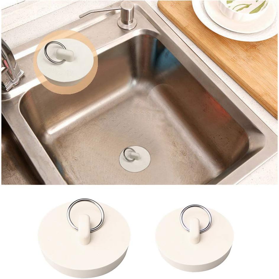 Set of 4 sink plugs - drain plugs - rubber drain stoppers and kitchen sink plugs with hanging ring - Suitable for bathtubs and bathrooms 4 sizes