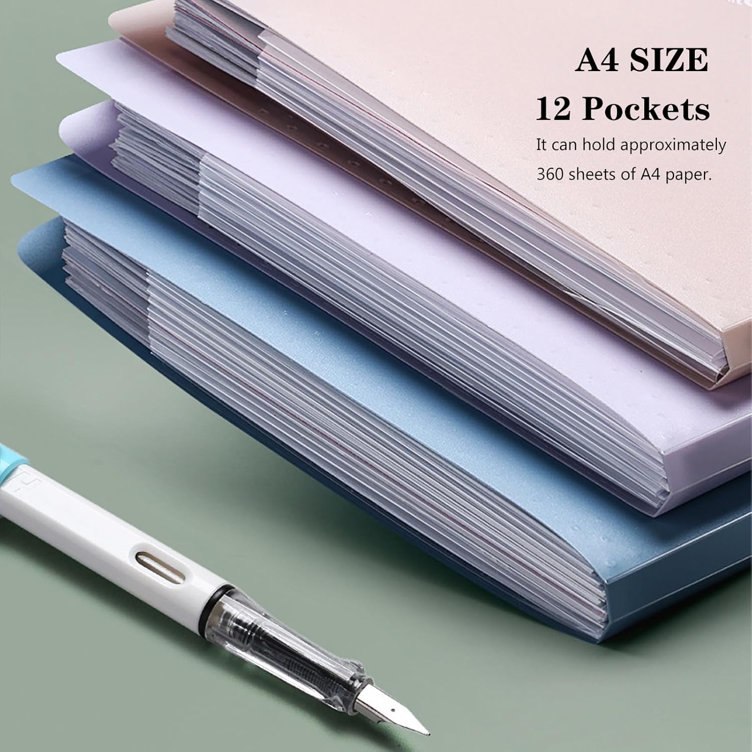 A4 Expandable folder - 3 poly pockets folder - 12 compartment folders large capacity accordion folders - expandable folders for office - business trips - home