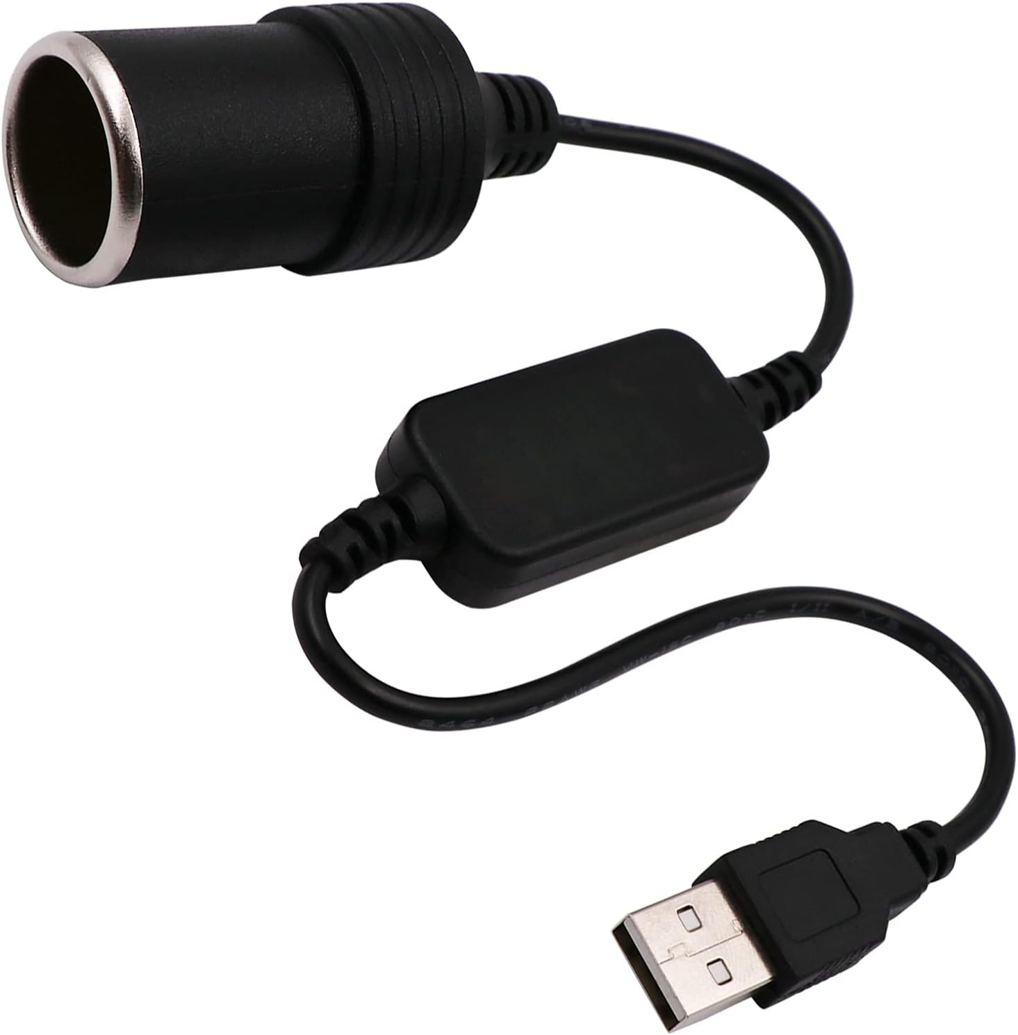 USB A male to 12V car cigarette lighter female adapter cable max. 8W