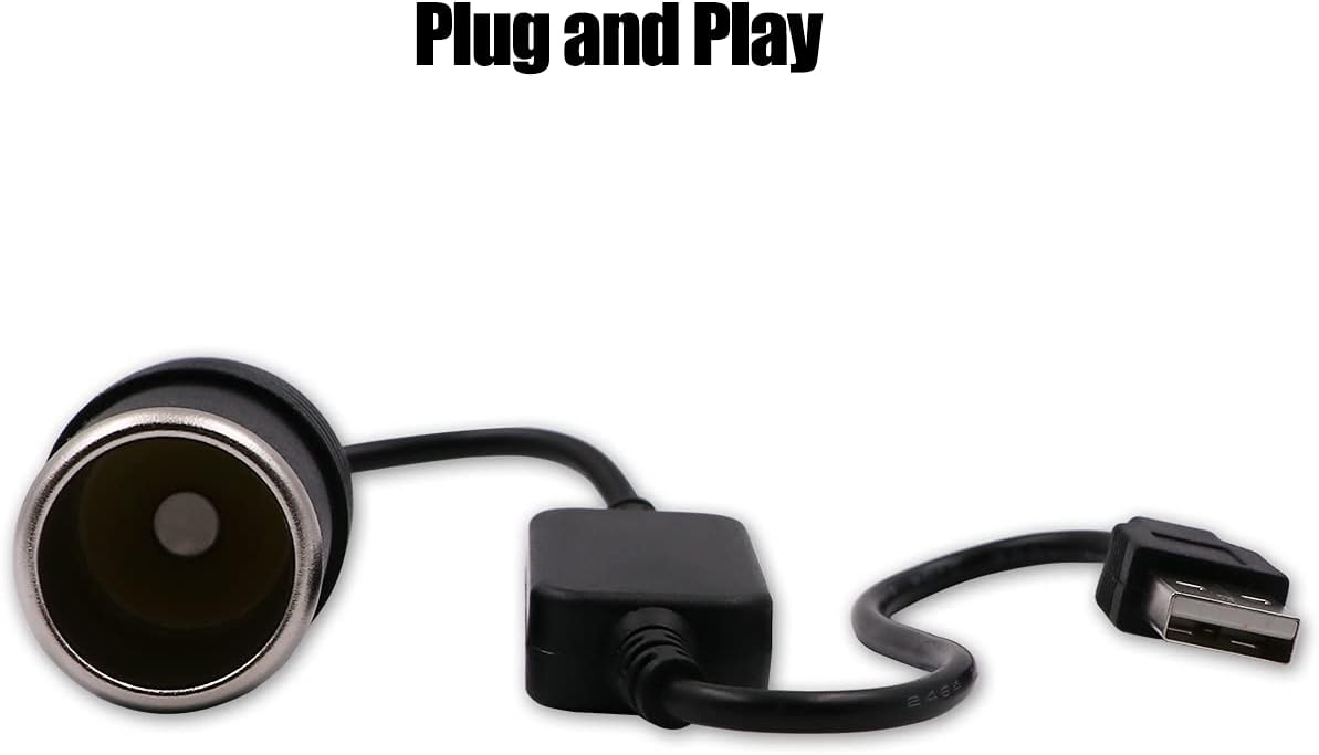 USB A male to 12V car cigarette lighter female adapter cable max. 8W